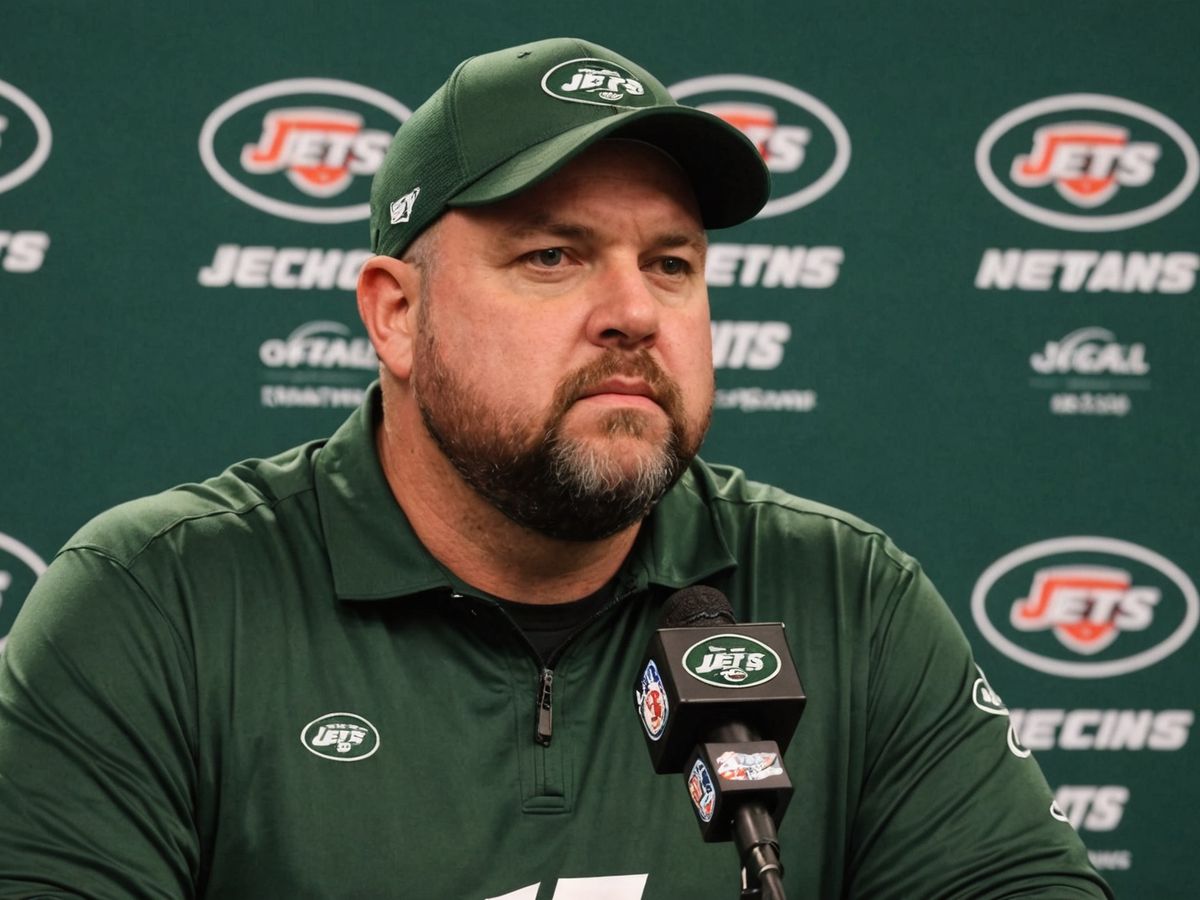 Joe Douglas at press conference podium